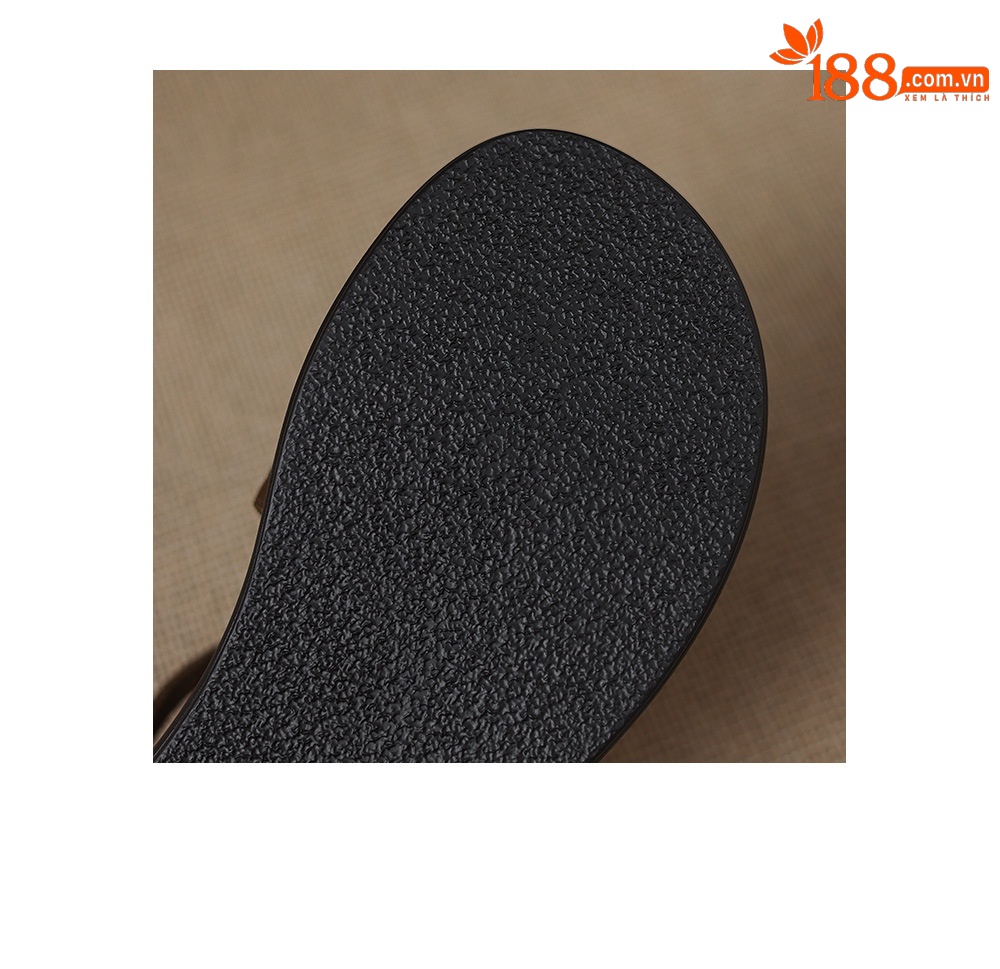 Sandal nữ hở mũi đế dày da cừu đính hoa đá — Màu xanh da trời chi tiết 15