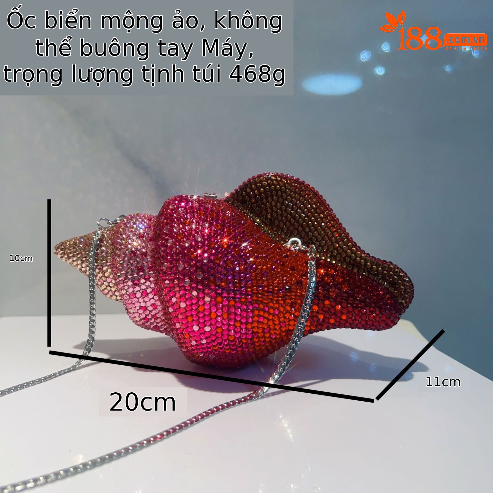 Túi clutch nữ đính đá hình vỏ sò dạ hội — rượu vang đỏ, Vàng nâu, Đen xám bạc, Bảy màu