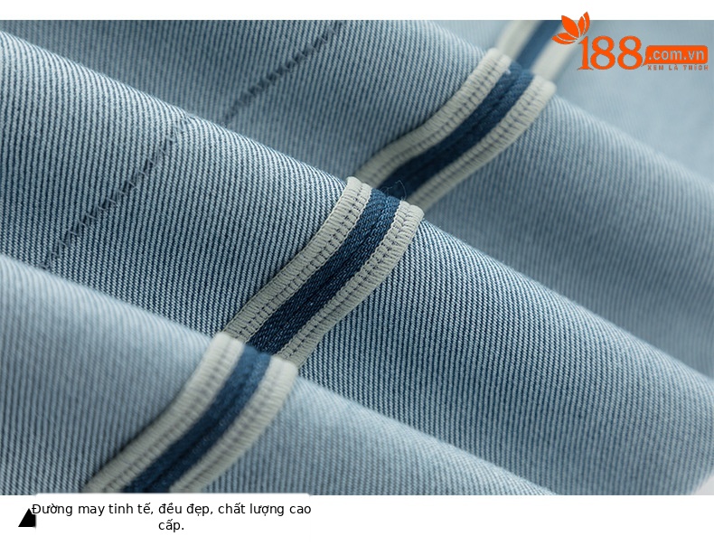 Quần jean nữ cạp cao ống rộng vải Tencel cotton co giãn 4 chiều dáng suông nhẹ — xanh lam chi tiết 18