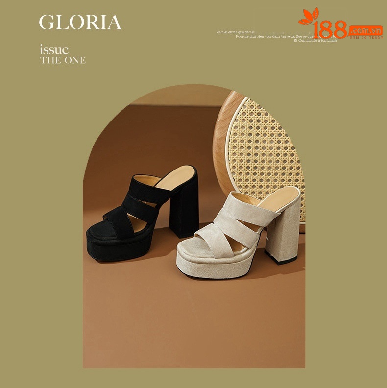 Sandal cao gót nữ hở mũi gót thô 12 cm đế dày phong cách La Mã — đen chi tiết 2