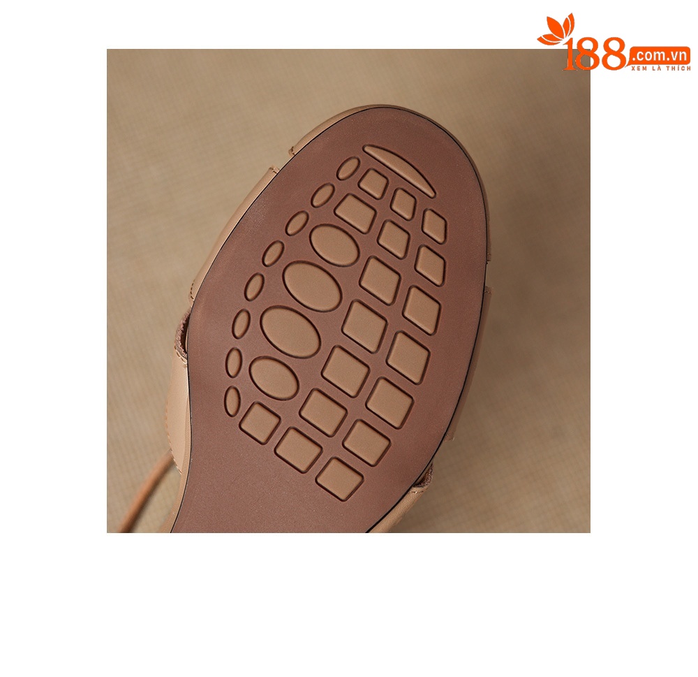 Sandal nữ quai chữ T mũi kín gót nêm cao 5 cm — màu be chi tiết 12