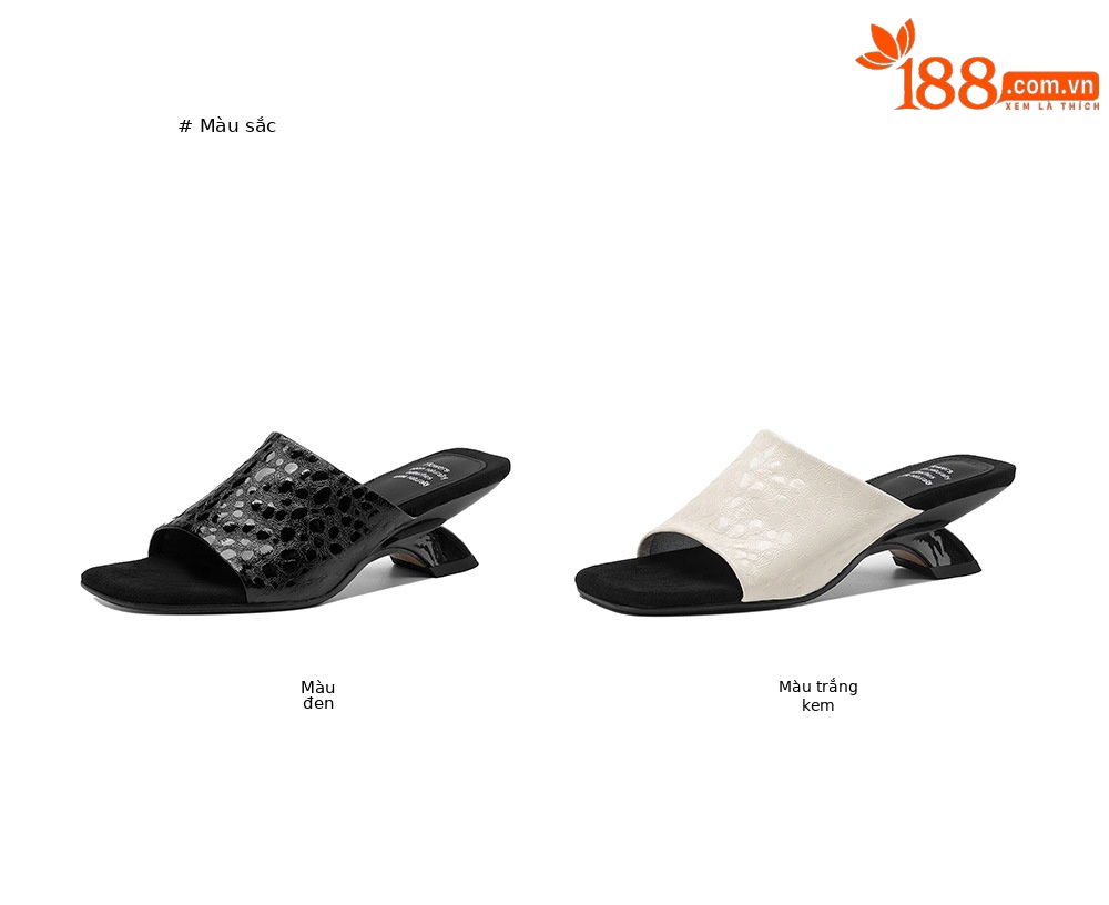 Sandal cao gót nữ mũi vuông hở ngón, gót xuồng 7 cm, da cừu mềm — màu đen, màu trắng ngà chi tiết 4