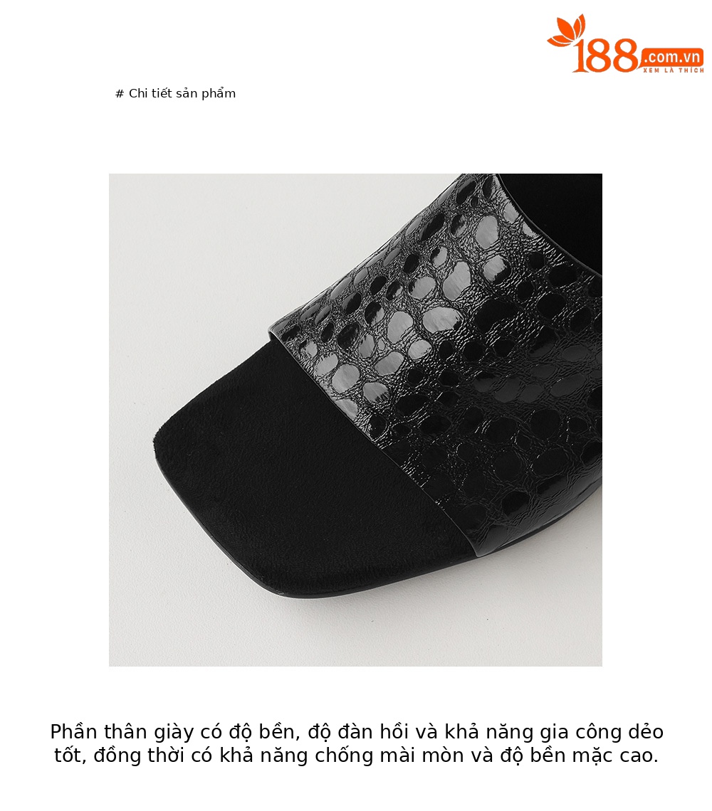 Sandal cao gót nữ mũi vuông hở ngón, gót xuồng 7 cm, da cừu mềm — màu đen, màu trắng ngà chi tiết 5