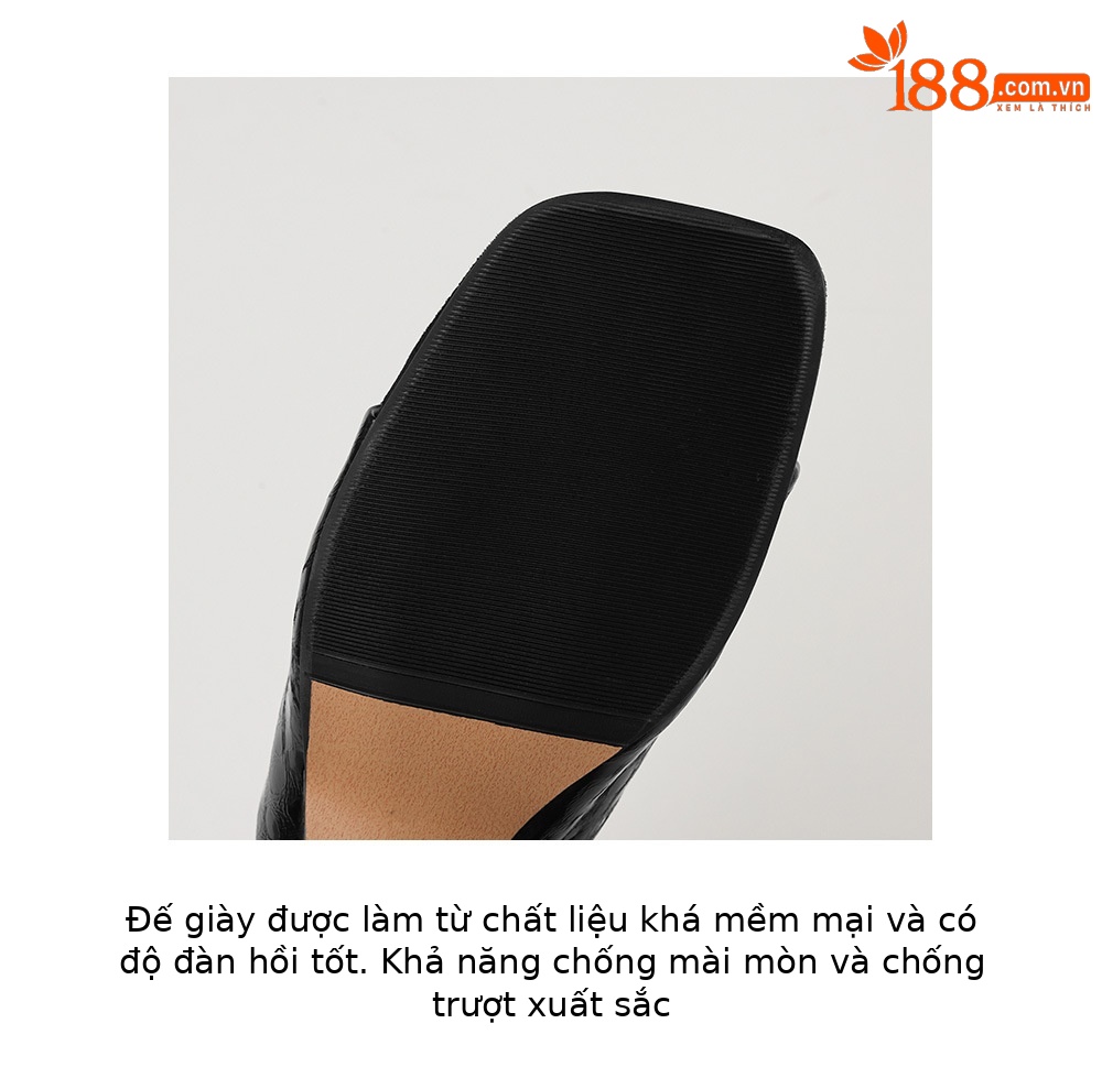 Sandal cao gót nữ mũi vuông hở ngón, gót xuồng 7 cm, da cừu mềm — màu đen, màu trắng ngà chi tiết 7