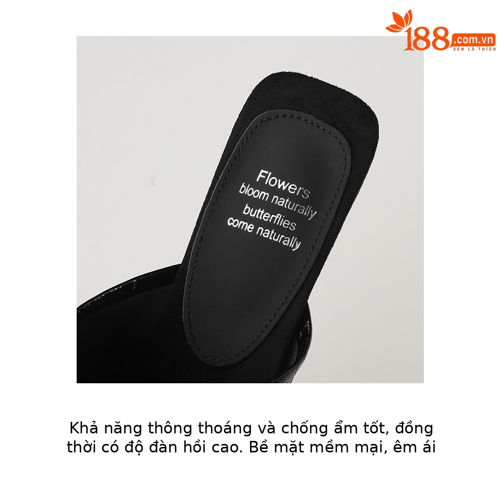 Sandal cao gót nữ mũi vuông hở ngón, gót xuồng 7 cm, da cừu mềm — màu đen, màu trắng ngà chi tiết 8
