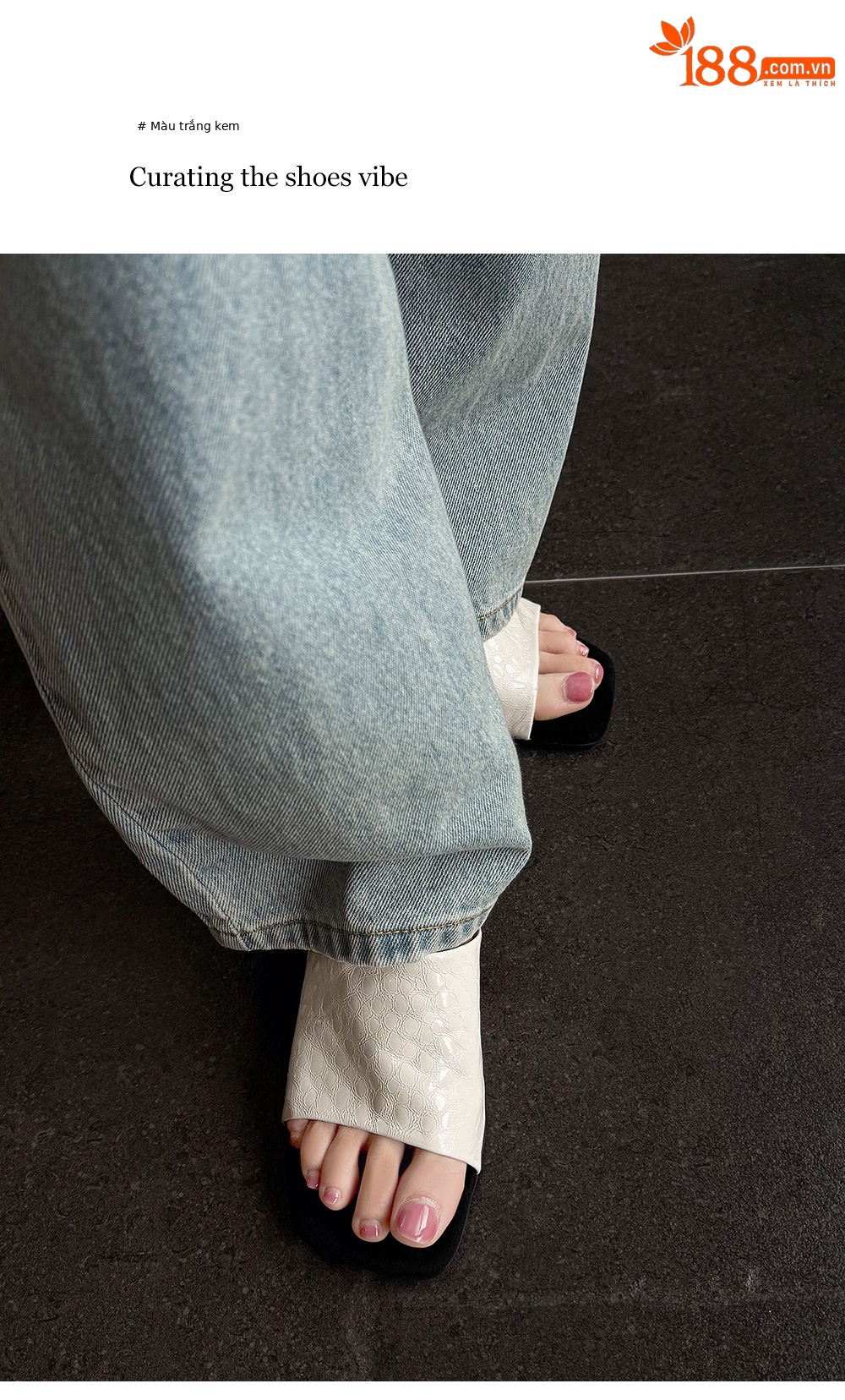 Sandal cao gót nữ mũi vuông hở ngón, gót xuồng 7 cm, da cừu mềm — màu đen, màu trắng ngà chi tiết 9