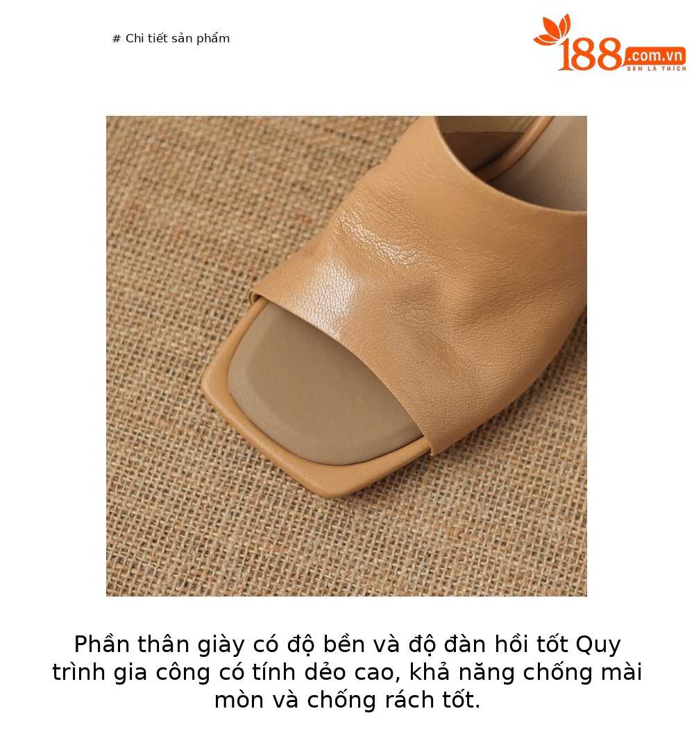 Sandal cao gót nữ mũi hở da cừu siêu mềm, quai ngang, gót xuồng 5 cm, phong cách Pháp — Trà sữa màu, màu trắng ngà chi tiết 5