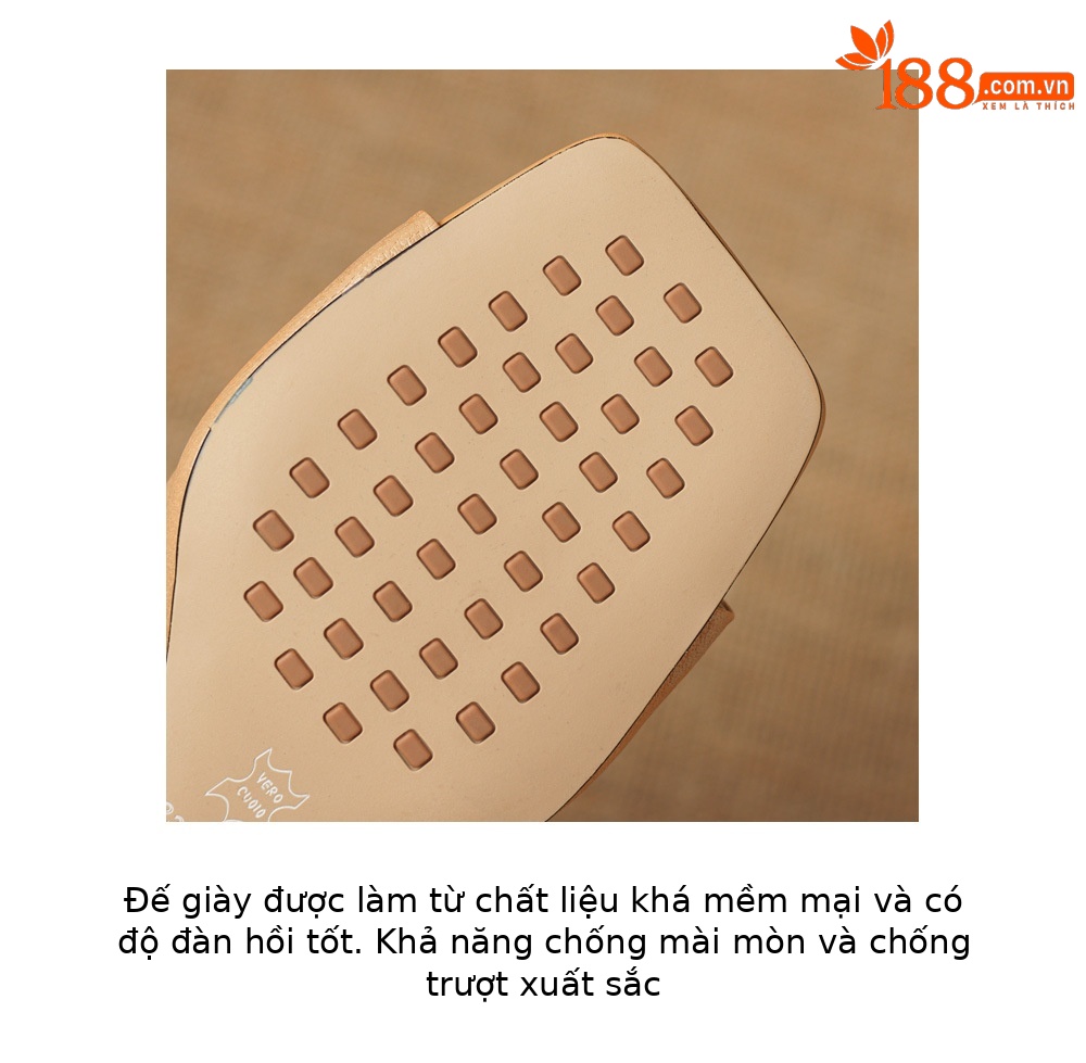 Sandal cao gót nữ mũi hở da cừu siêu mềm, quai ngang, gót xuồng 5 cm, phong cách Pháp — Trà sữa màu, màu trắng ngà chi tiết 7