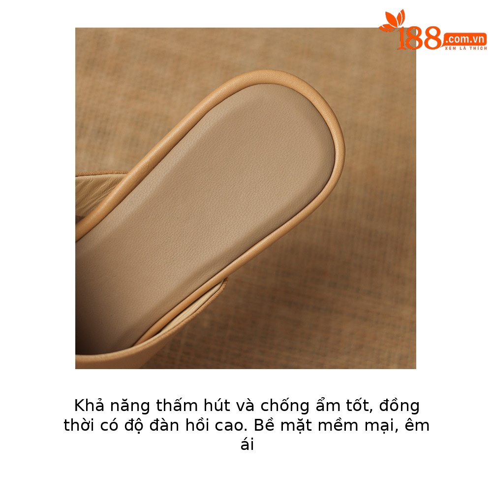 Sandal cao gót nữ mũi hở da cừu siêu mềm, quai ngang, gót xuồng 5 cm, phong cách Pháp — Trà sữa màu, màu trắng ngà chi tiết 8