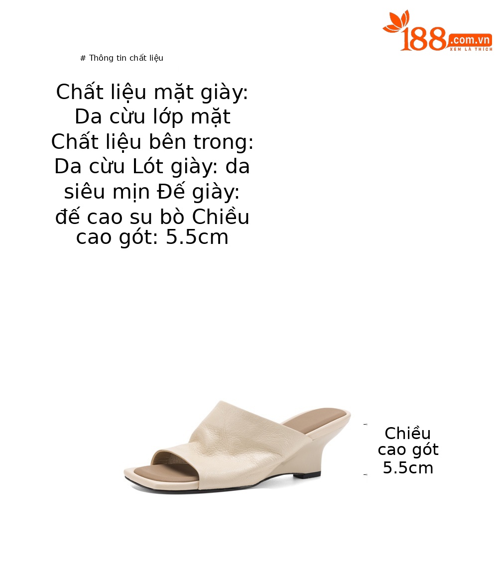 Sandal cao gót nữ mũi hở da cừu siêu mềm, quai ngang, gót xuồng 5 cm, phong cách Pháp — Trà sữa màu, màu trắng ngà chi tiết 3