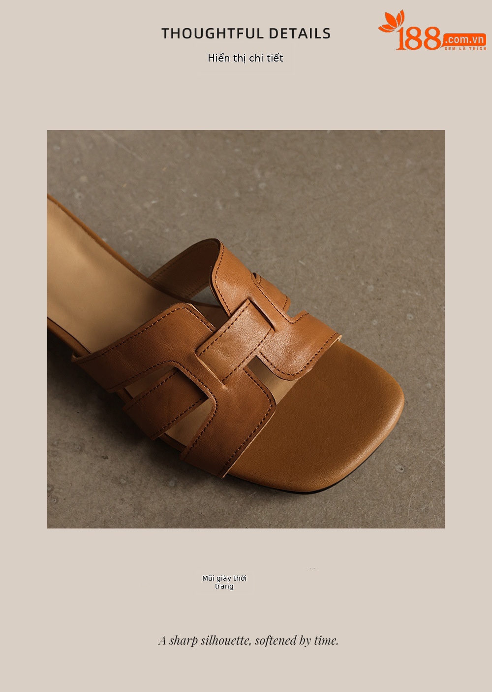 Sandal nữ da bò gót vuông thấp mũi vuông hở ngón phong cách Hàn Quốc — đen chi tiết 21