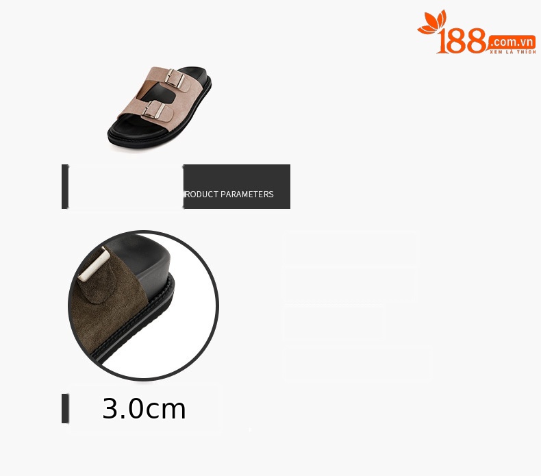 Dép sandal nữ quai chữ V đế dày phong cách Burken — màu nâu nhạt chi tiết 3