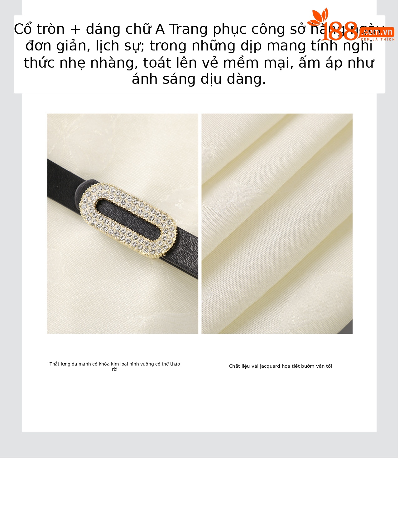 Đầm maxi nữ thắt eo họa tiết bướm jacquard kiểu Pháp — màu be chi tiết 9