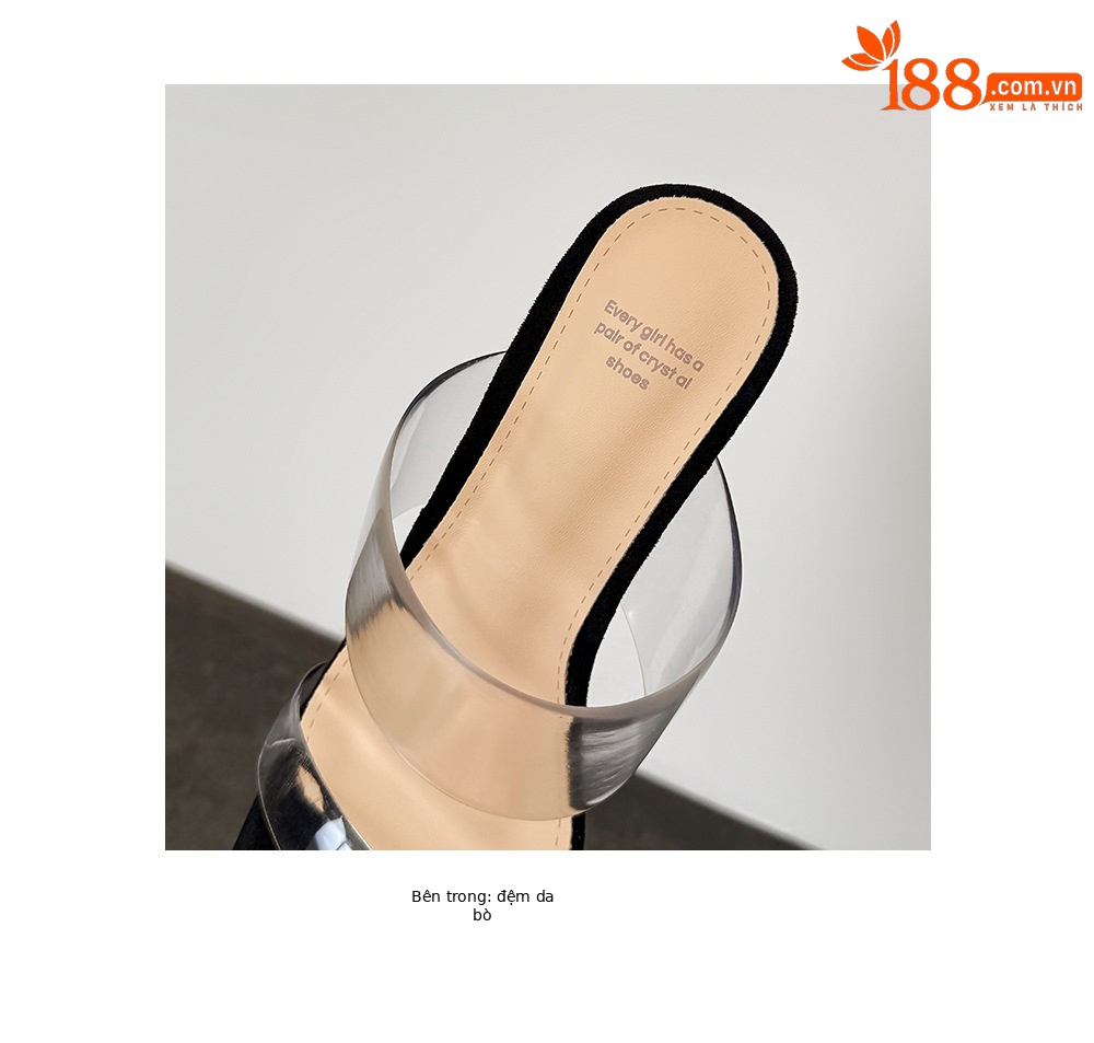 Dép sandal nữ quai chữ V gót cao 7 cm, phong cách nghỉ dưỡng, thiết kế trong suốt — màu nâu chi tiết 18
