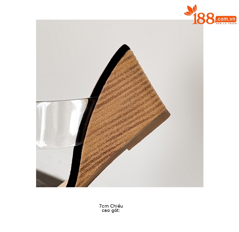 Dép sandal nữ quai chữ V gót cao 7 cm, phong cách nghỉ dưỡng, thiết kế trong suốt — màu nâu chi tiết 19