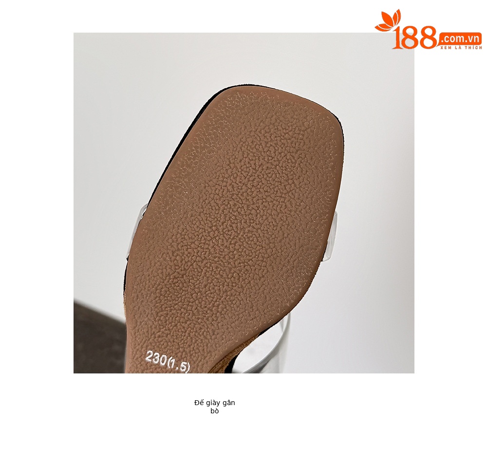 Dép sandal nữ quai chữ V gót cao 7 cm, phong cách nghỉ dưỡng, thiết kế trong suốt — màu nâu chi tiết 20