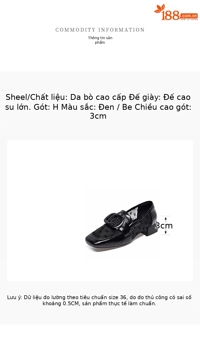 Sandal lười nữ mũi vuông gót thấp chất liệu da phối lưới thoáng khí — màu đen chi tiết 1