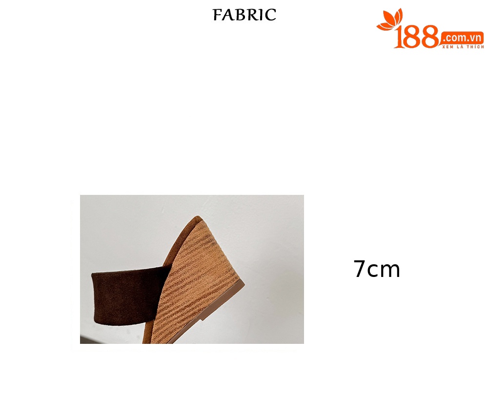 Sandal cao gót nữ quai ngang da bò lật gót 7 cm phong cách nghỉ dưỡng — màu nâu chi tiết 1