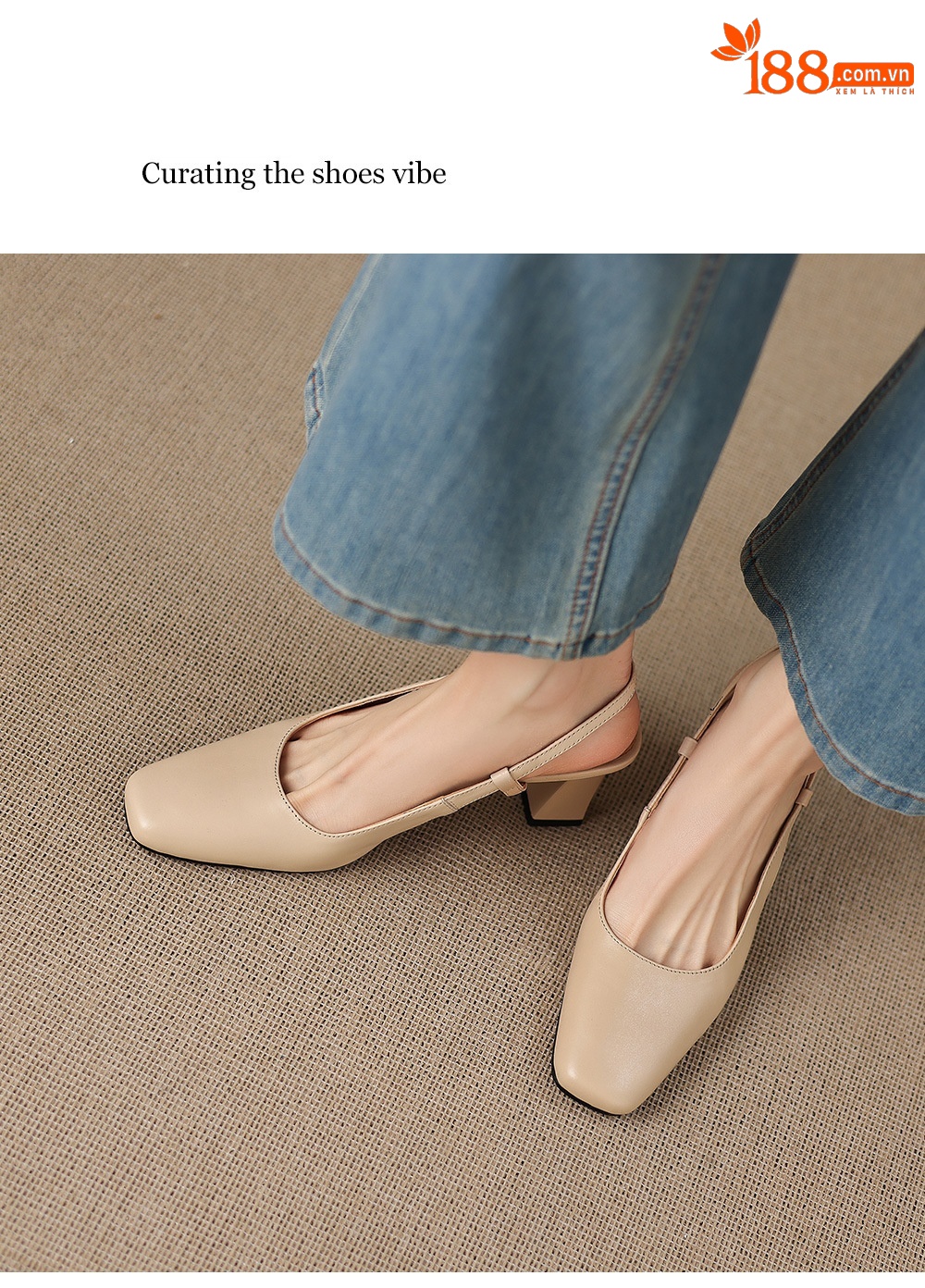 Sandal nữ cao gót 6,5 cm mũi hở quai khóa da bò — màu nâu chi tiết 7