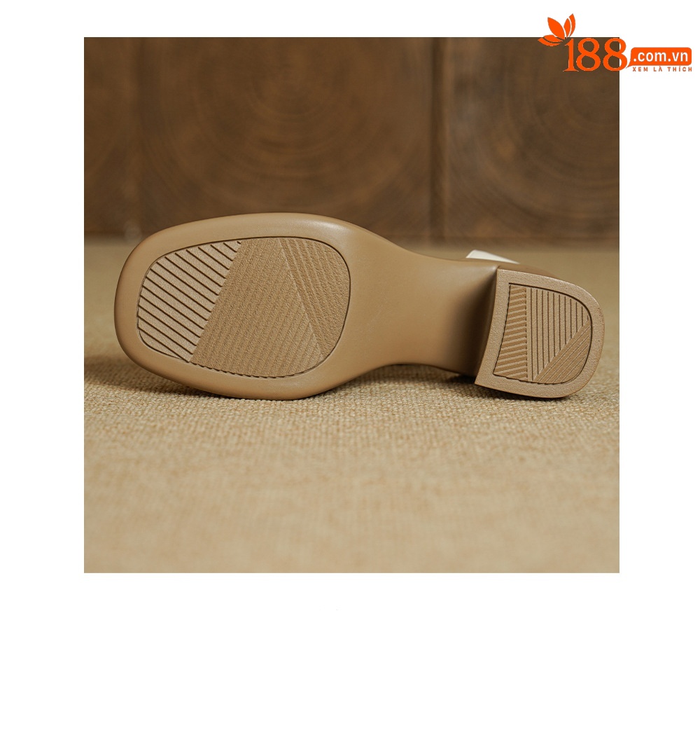 Sandal cao gót nữ phong cách La Mã, mũi kín gót kín, quai chữ T, gót 7.5 cm — màu trắng ngà chi tiết 18