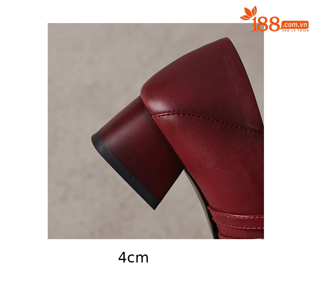 Giày cao gót nữ mũi tròn bít da bò rửa nước, gót thấp 3 cm — đen chi tiết 12
