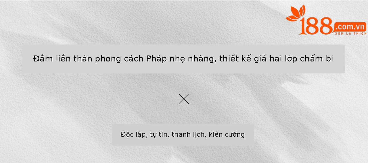 Váy đầm nữ cổ V phối hai lớp chấm bi thắt eo mùa hè — màu đen chi tiết 1