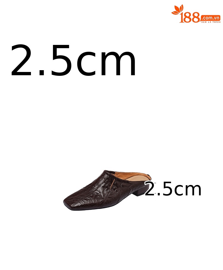 Sandal hở mũi nữ gót thấp 2,5 cm da cừu mũi trùm — màu nâu chi tiết 3