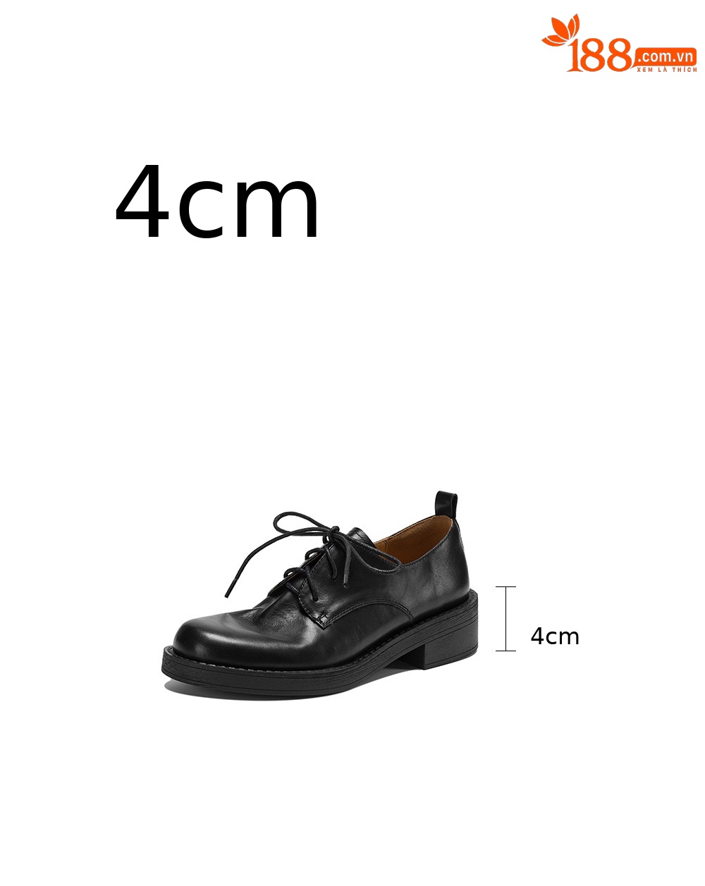 Giày da nữ mũi tròn buộc dây cổ sâu phong cách Anh vintage gót thấp — màu nâu chi tiết 3