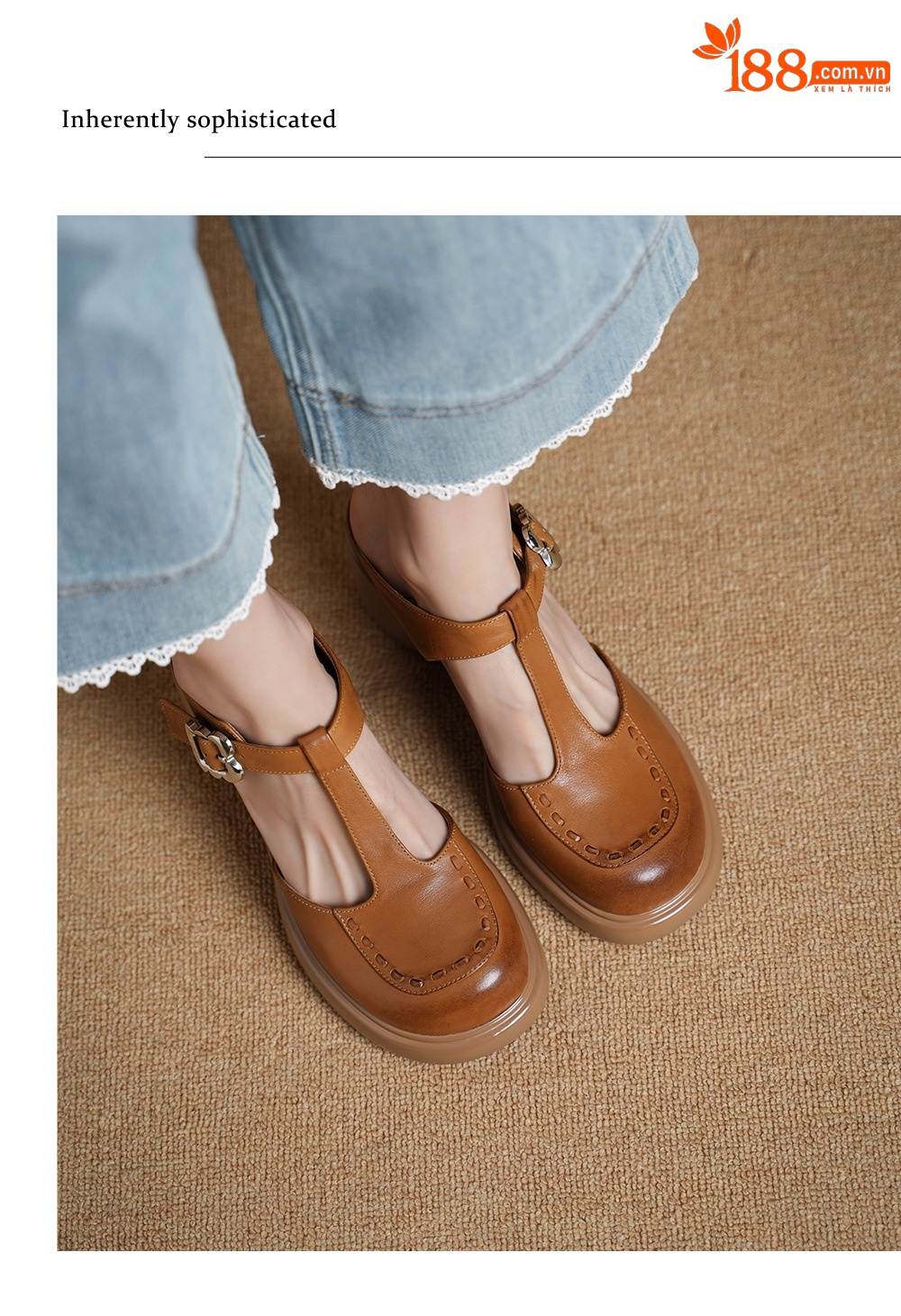 Sandal Mary Jane nữ mũi nhọn gót cao 8 cm quai ngang khóa dây — màu trắng ngà chi tiết 1