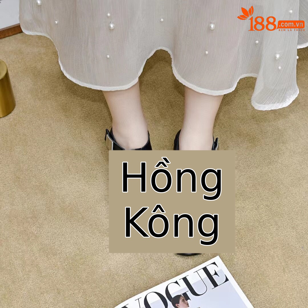 Sandal nữ da thật đế dày hở mũi quai ngang gót thô phong cách La Mã — màu đen