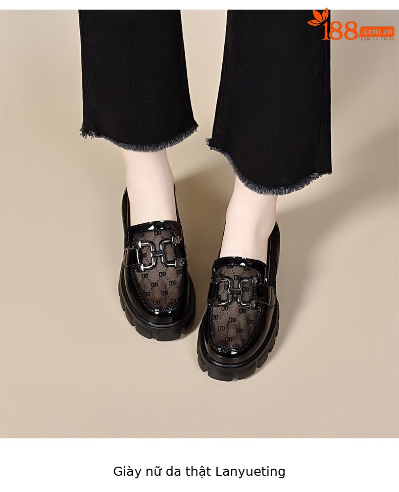 Giày sandal cao gót nữ quai ngang đế lưới thoáng khí, mũi tròn gót thô — màu đen chi tiết 4