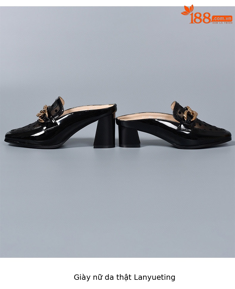 Dép sandal nữ mũi kín lưới thoáng khí gót thô 4 cm phong cách Anh — Màu trắng gạo - 4 cm chi tiết 8