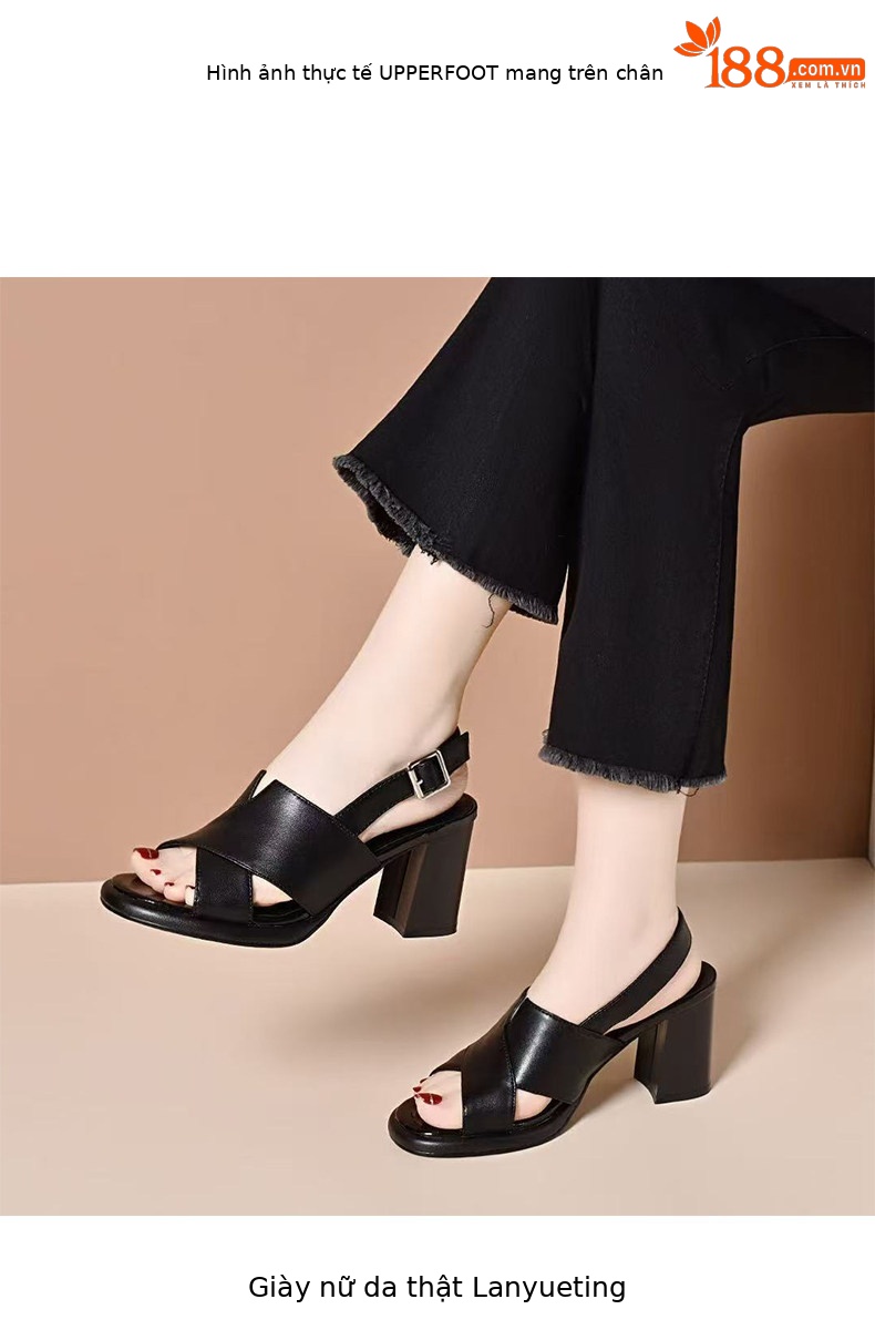 Sandal cao gót nữ mũi hở quai ngang đế platform da PU gót 5 cm — Màu trắng gạo - 5cm chi tiết 3