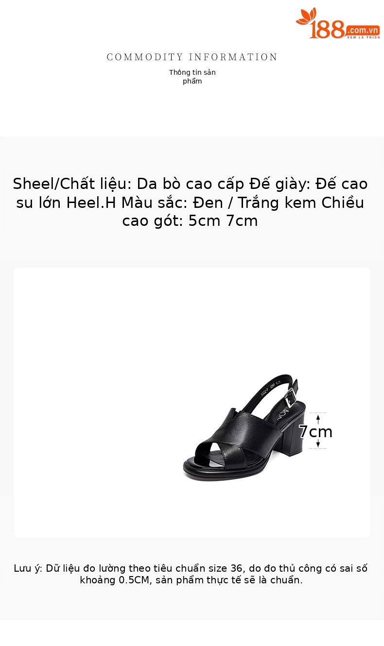 Sandal cao gót nữ mũi hở quai ngang đế platform da PU gót 5 cm — Màu trắng gạo - 5cm chi tiết 1