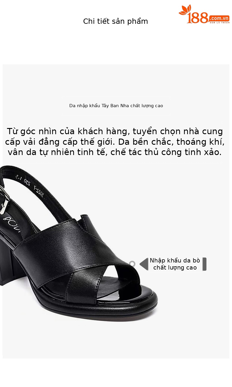 Sandal cao gót nữ mũi hở quai ngang đế platform da PU gót 5 cm — Màu trắng gạo - 5cm chi tiết 2