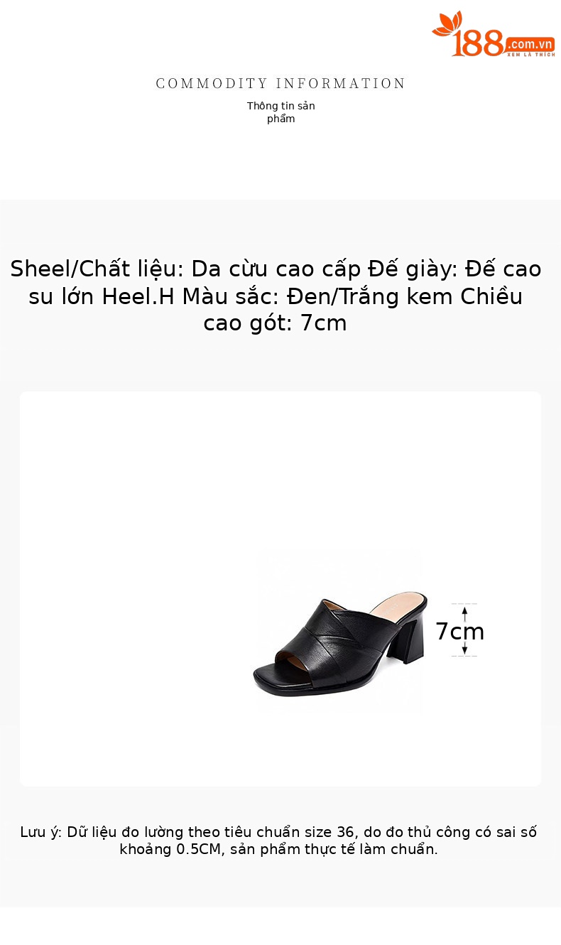 Sandal da thật hở mũi cao gót nữ đế mềm phong cách thời trang — màu đen chi tiết 1