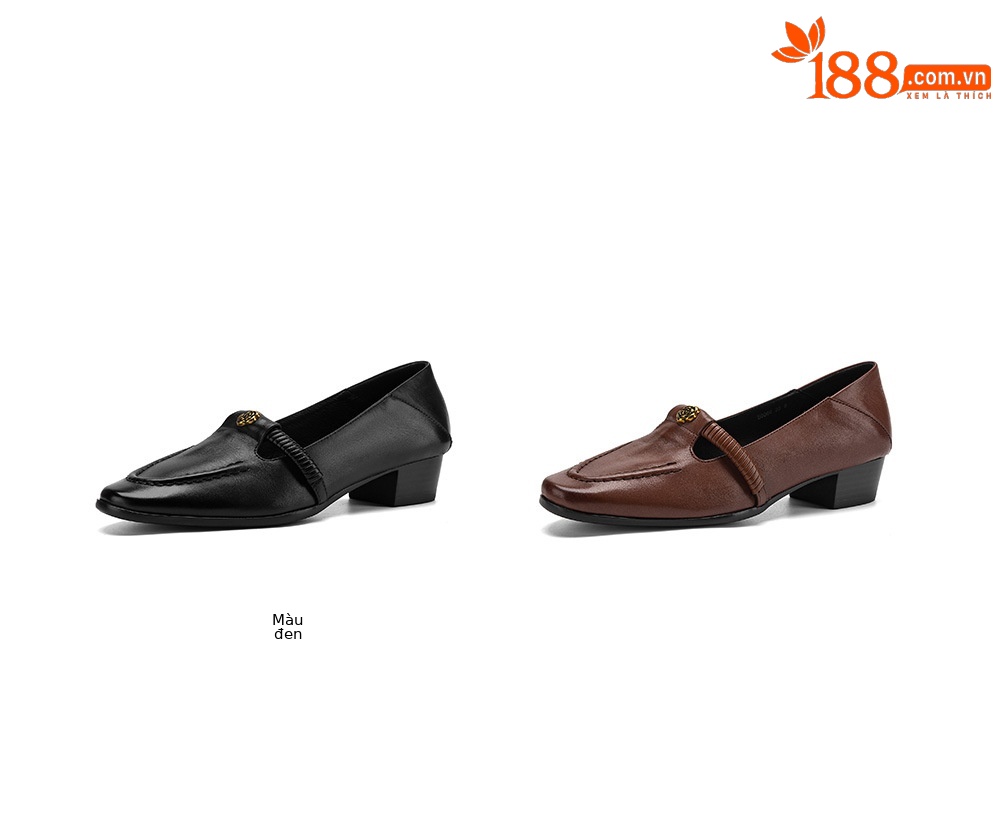 Giày Mary Jane nữ quai ngang gót thấp da bò rửa phong cách vintage — màu nâu chi tiết 4