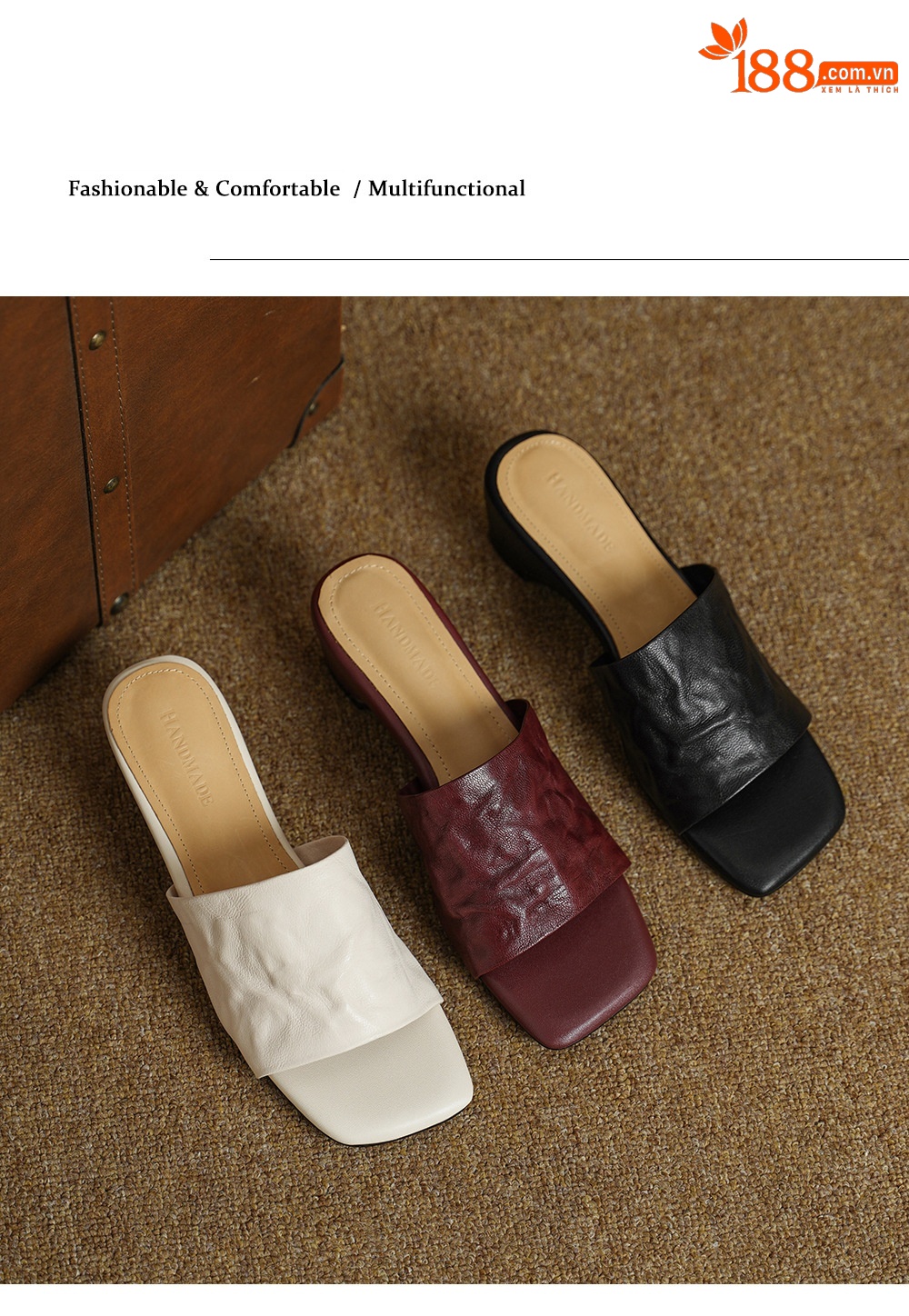 Sandal nữ da cừu lộ ngón chân quai chữ V phong cách Hàn Quốc — đen chi tiết 11