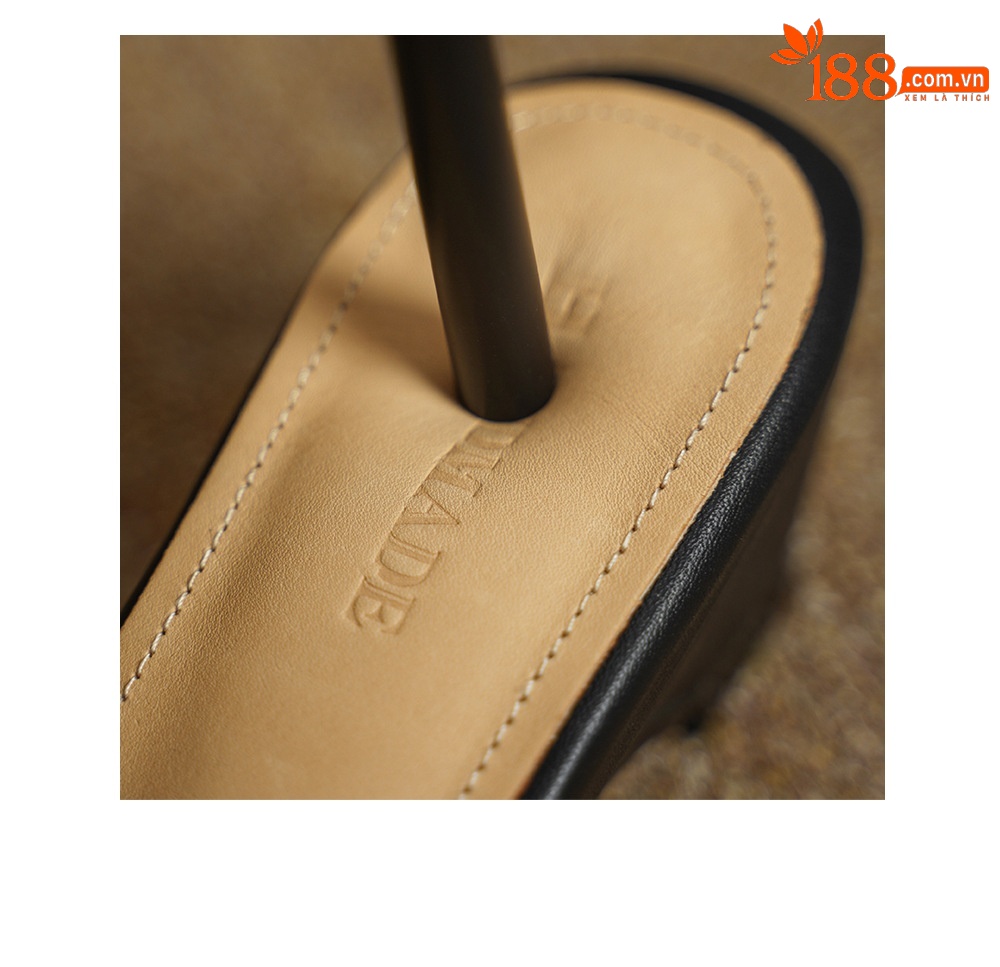 Sandal nữ da cừu lộ ngón chân quai chữ V phong cách Hàn Quốc — đen chi tiết 17