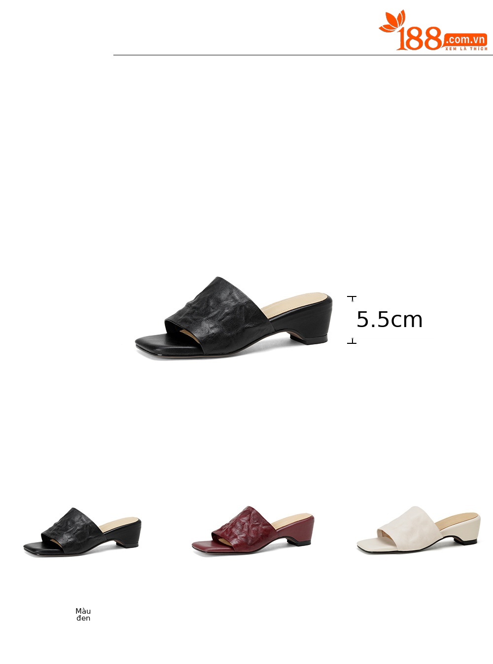 Sandal nữ da cừu lộ ngón chân quai chữ V phong cách Hàn Quốc — đen chi tiết 2