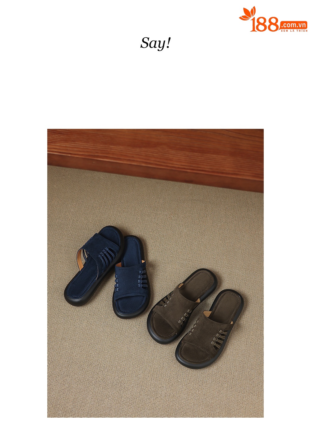Dép sandal nữ đế dày hở ngón quai chữ V phong cách vintage — Màu xanh da trời chi tiết 3