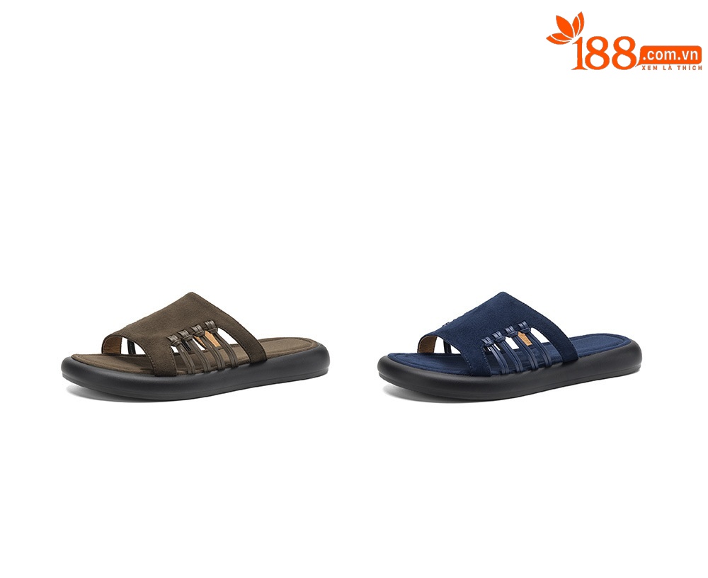 Dép sandal nữ đế dày hở ngón quai chữ V phong cách vintage — Màu xanh da trời chi tiết 5