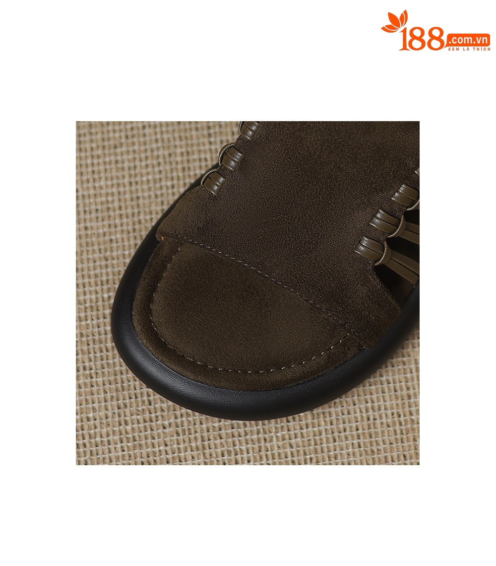 Dép sandal nữ đế dày hở ngón quai chữ V phong cách vintage — Màu xanh da trời chi tiết 12