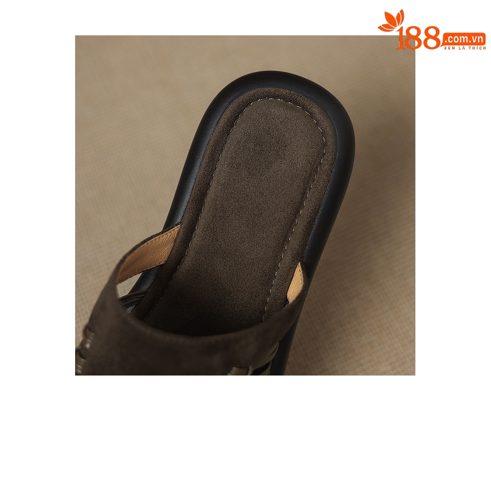 Dép sandal nữ đế dày hở ngón quai chữ V phong cách vintage — Màu xanh da trời chi tiết 15