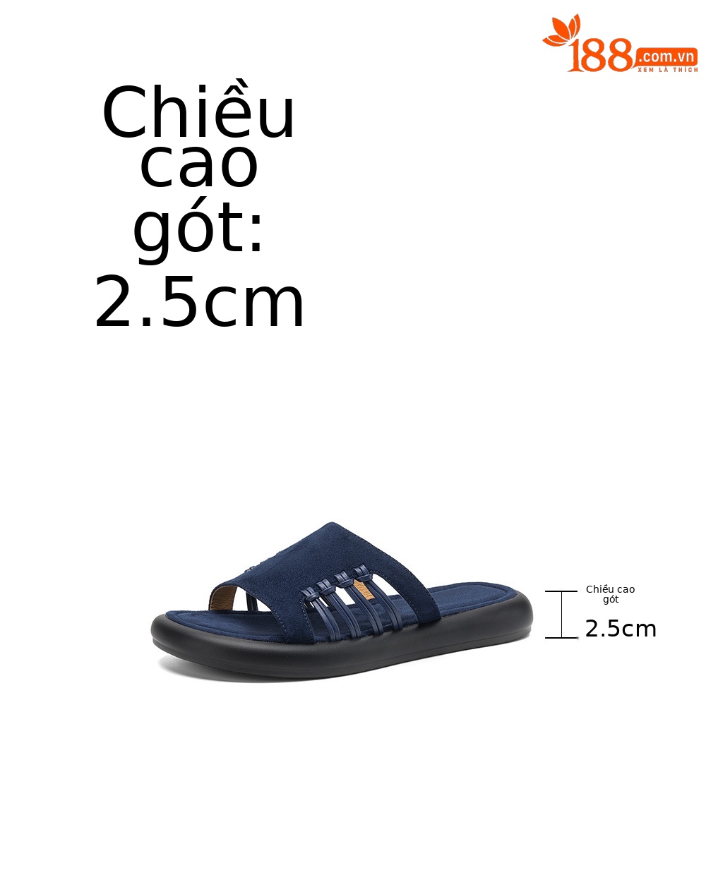 Dép sandal nữ đế dày hở ngón quai chữ V phong cách vintage — Màu xanh da trời chi tiết 4