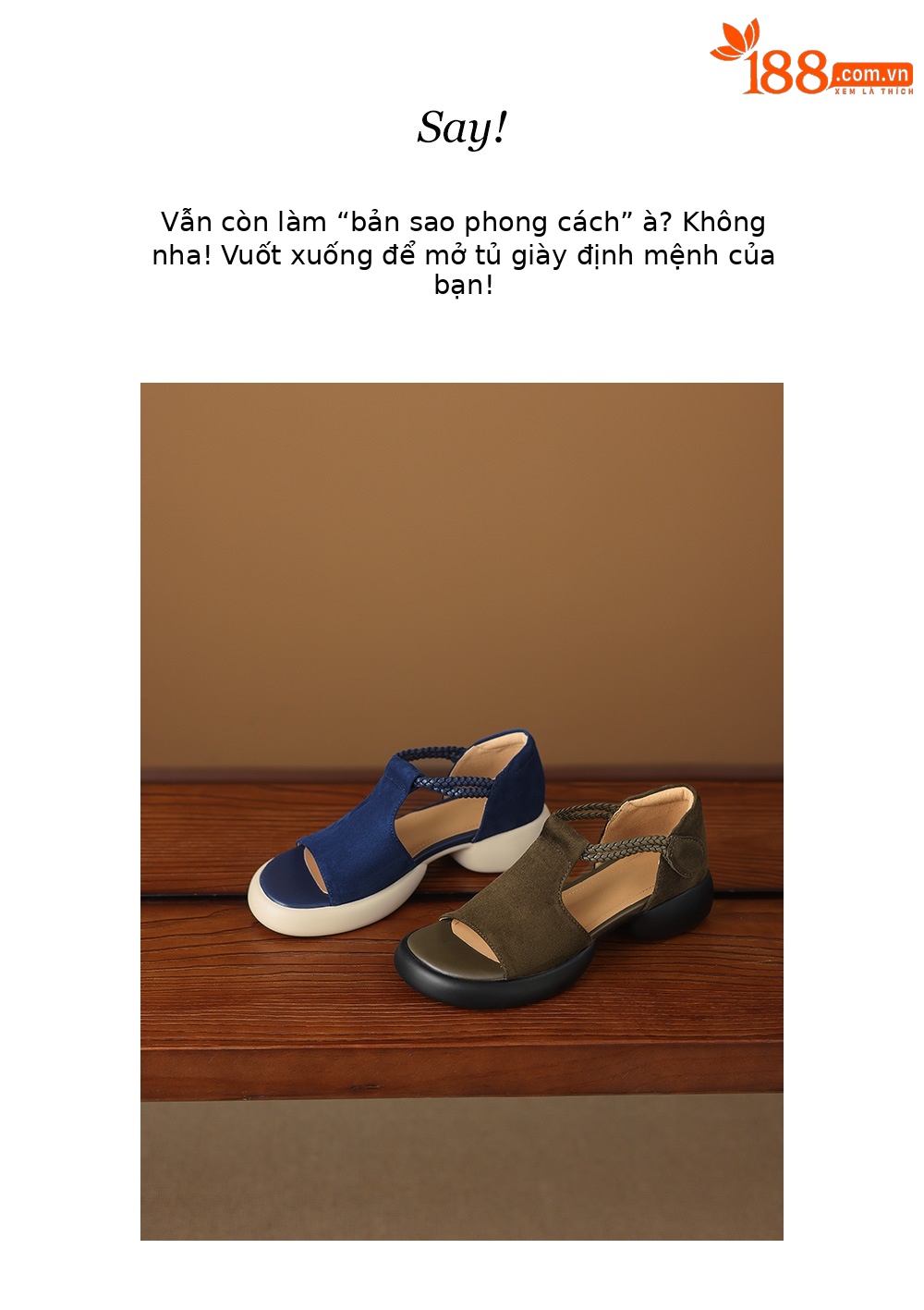 Sandal nữ hở mũi đế dày gót thấp phong cách thể thao, chất liệu da lộn cao cấp — Màu xanh da trời chi tiết 3
