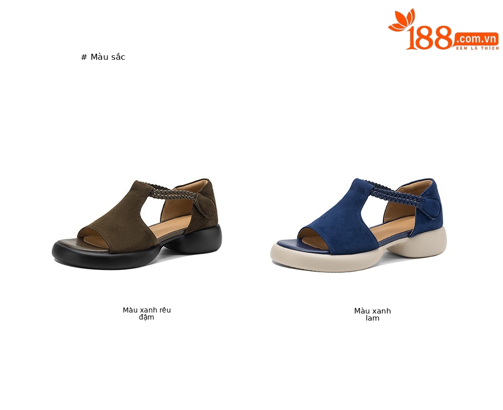 Sandal nữ hở mũi đế dày gót thấp phong cách thể thao, chất liệu da lộn cao cấp — Màu xanh da trời chi tiết 5