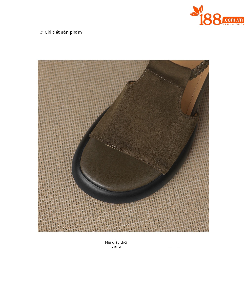 Sandal nữ hở mũi đế dày gót thấp phong cách thể thao, chất liệu da lộn cao cấp — Màu xanh da trời chi tiết 11