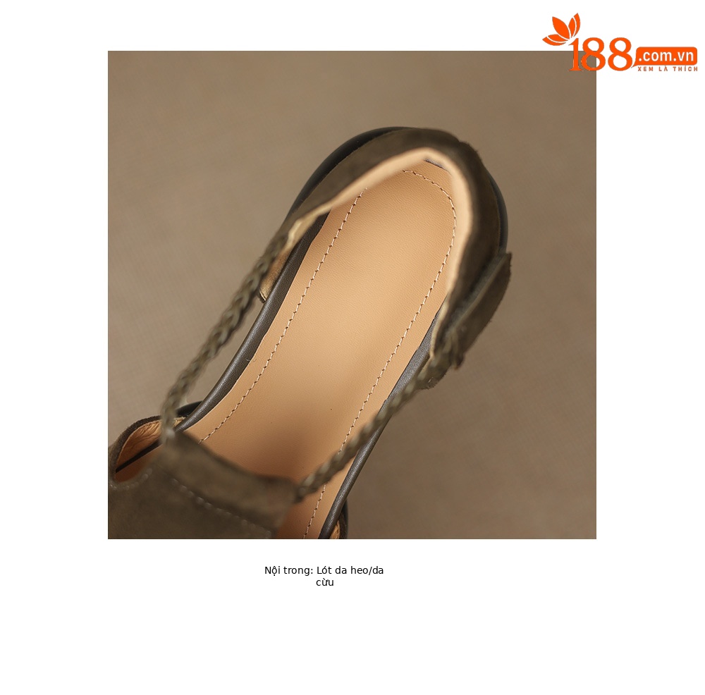 Sandal nữ hở mũi đế dày gót thấp phong cách thể thao, chất liệu da lộn cao cấp — Màu xanh da trời chi tiết 14