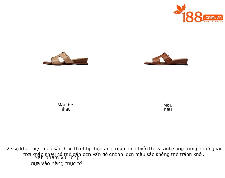 Dép sandal nữ quai chữ V đầu vuông đế bệt da dê — màu nâu chi tiết 4